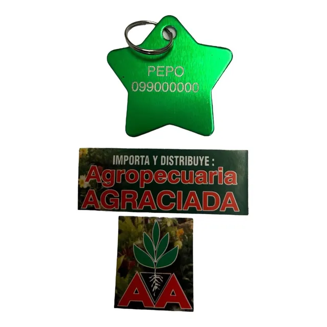 Chapitas Placas Identificadoras De Mascotas Estrella Grabada