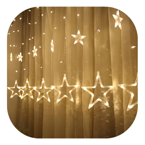Cascata De Estrela 138 Led 8 Funções 220v Natal Branco Quente M/F
