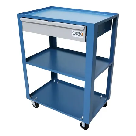 Carrinho Aberto Ork Com 1 Gaveta Metal Rodízios 80kg 60x40x85cm Azul