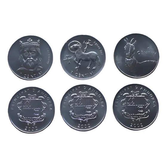 Principado De Andorra Europa  3 Monedas Mundiales 2002