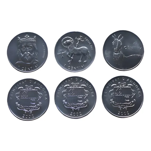 Principado De Andorra Europa  3 Monedas Mundiales 2002