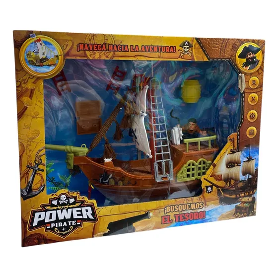 Juguete Barco Pirata Con Figuras Y Accesorios Cañón Cofre Escalera Y Más Ideal Para Niños Aventura Y Juego