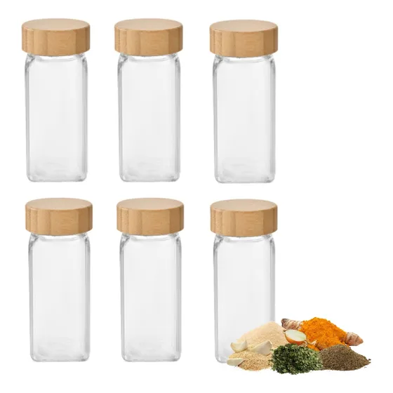 Kit 8 Pote 150ml Tempero Tampa De Bambu C/ Dosador