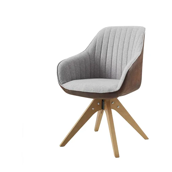 Silla Decorativa Pata Madera Estilo Industrial Giratorio