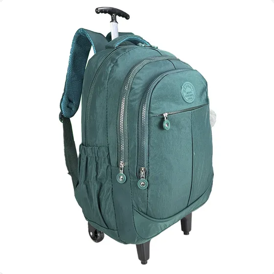 Mochila Com Rodinha Menina Reforçada +  Pompom De Brinde