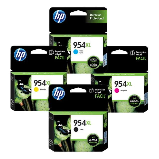 Cartucho De Tinta Hp 954xl Color Negro Cyan Magenta Yellow De 42500 Ml 4 Unidades