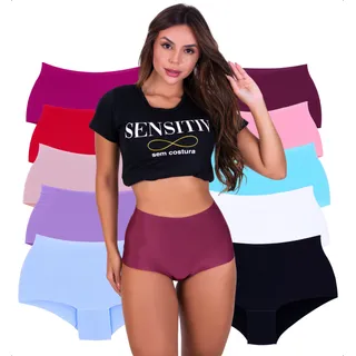 Kit 5 Calcinhas Shortinho Boxer Sem Costura Corte Laser Kit 5 Calcinhas Shortinho Boxer Sem Costura Corte Laser