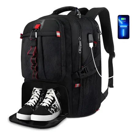 Mochila De Viaje Yorepek 82l Impermeable Para Hombre Con Puerto Usb Y Compartimento Para Laptop De 17 Negro