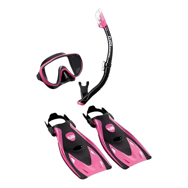 Set Snorkel Tusa Up-1521qb-hp-s Máscara Tubo Aletas Talla S Negro/rosado