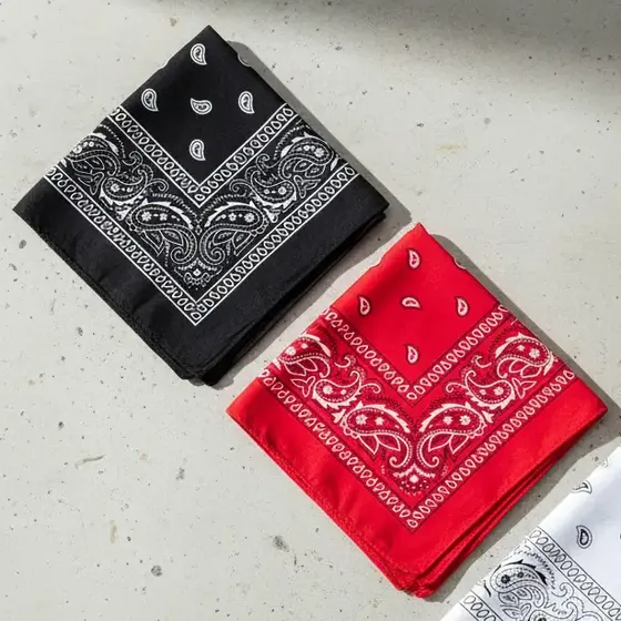 Kit 3 Bandanas Lenço Cabeça Várias Cor Preto Vermelho Branco