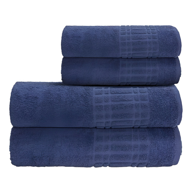 Jogo De Toalha Banho 4 Peças 100 Algodão 400 Gr/m Loft Camesa Azul-marinho Liso Jogo De Toalha Banho 4 Peças 100 Algodão 400 Gr/m Loft Camesa Azul-marinho Liso