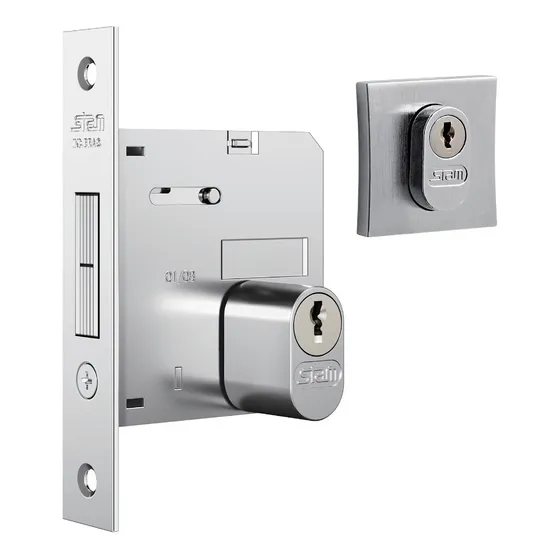 Fechadura Porta De Correr 1006 Inox Escovado Quadrada Stam