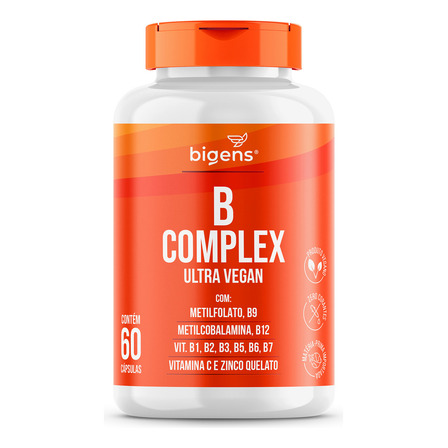 Complexo B Vegano, Apenas 1 Cápsula Ao Dia, Total 60 Cápsulas, Até 500% Idr, Bigens Complexo B Vegano, Apenas 1 Cápsula Ao Dia, Total 60 Cápsulas, Até 500% Idr, Bigens