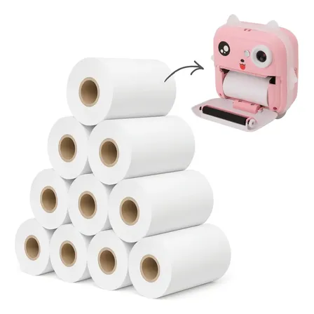 Papel Térmico Rolo Impressora Câmera Infantil 10 Unidades Branco