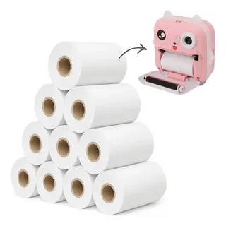 Papel Térmico Rolo Impressora Câmera Infantil 10 Unidades Branco