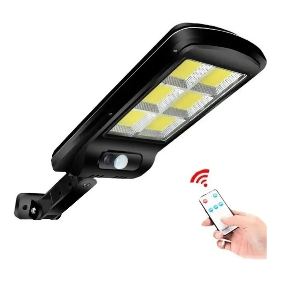 Reflector Lampara Solar Led 3 Modos Con Panel + Control Color Negro