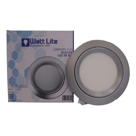 Lámpara P Bote/ Plafón Watt Lite 12w Luz De Día 6500k 30 Pzs Gris