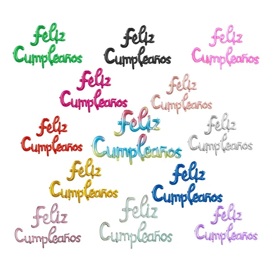 Globo Metalizado Feliz Cumpleaños Cursiva Varios Colores