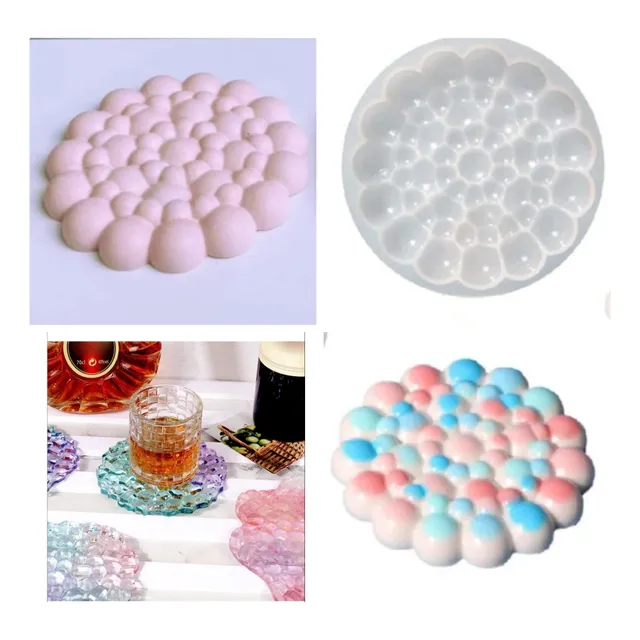 Molde Silicona Porta Vela Vaso Bubble Burbuja Resina Cemento