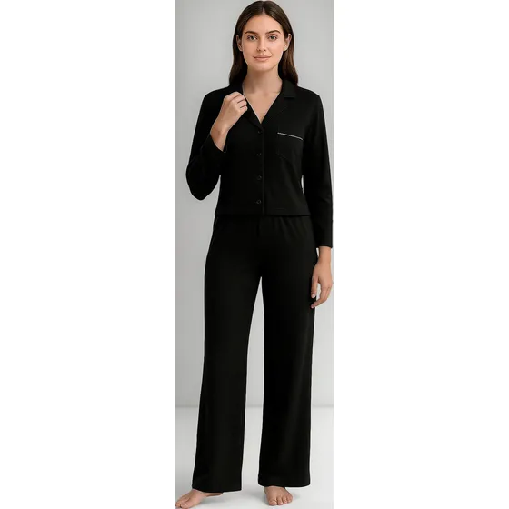 Pijama Invierno Mujer Abotonado Modal Pantalon Largo 18032