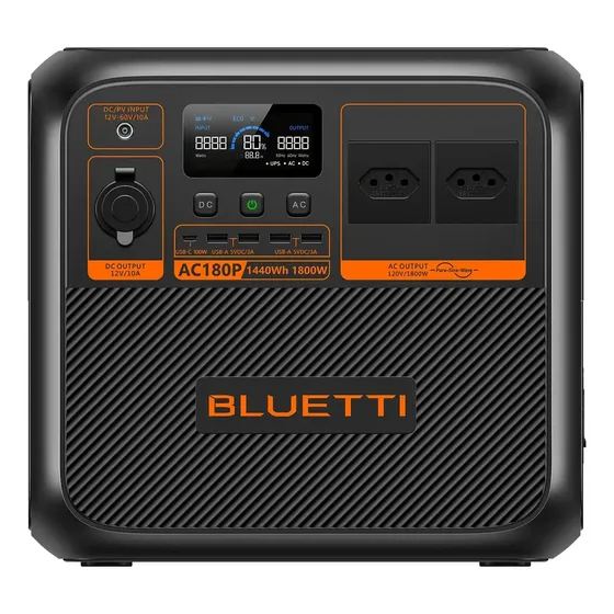 Bluetti Ac180p estação de energia portátil gerador solar 1800w 2700w pico 1440wh tomada BR 120v mono