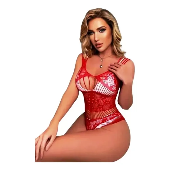 Body Sexy De Encaje Malla Lenceria Erotica Importado Rojo 1