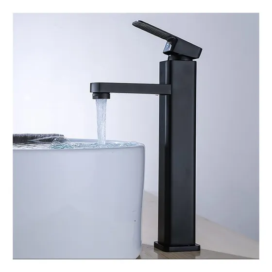Grifo Lavabo Negro Mate Montado Cubierta Monomando Baño Grua