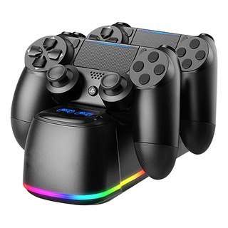Cargador Controlador Usb Doble Para Mando Ps4 Y Luz Rgb Color Negro Cargador Controlador Usb Doble Para Mando Ps4 Y Luz Rgb Color Negro