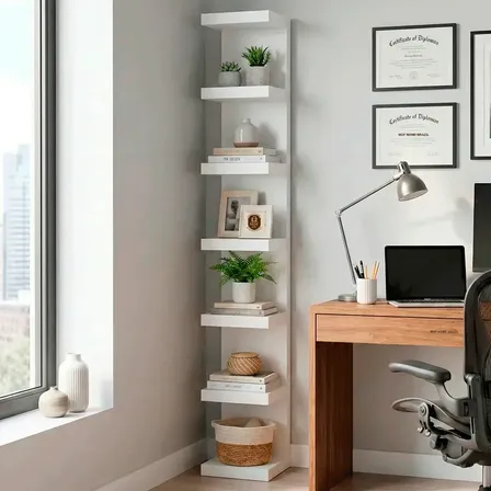 Torre Prateleira 170cm Branco Penteadeira Em Mdf Compacto Branco