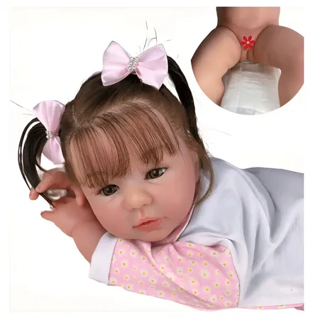 Bebe Reborn Menina Cabelo Fio A Fio Toma Banho E Faz Xixi