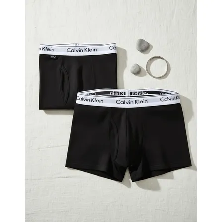 Kit Com 2 Cuecas Boxer Masculina Preta Calvin Klein Preta - 0987 Liso M