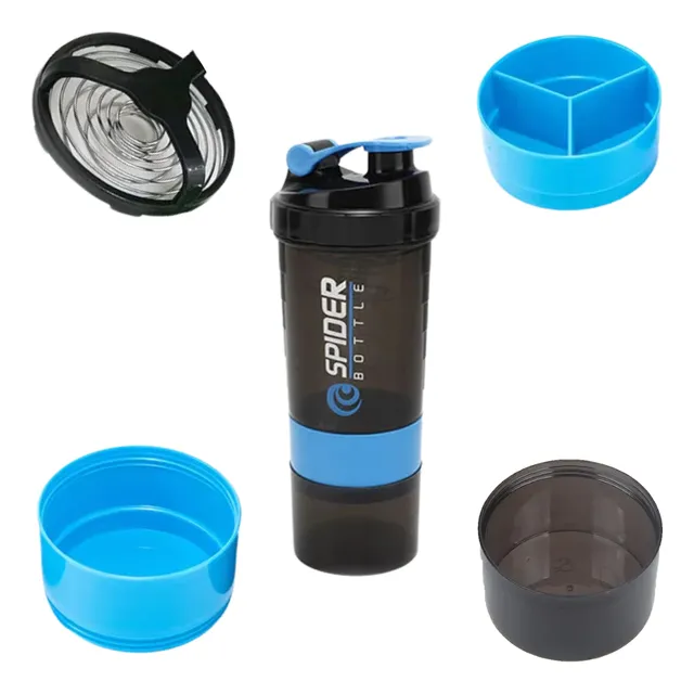 Shaker De Proteína 3 Divisiones, Botella Mezclador Deportiva