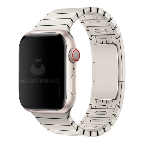 Pulseira Elos Botão Para Apple Watch 42mm 44mm Aço Inox