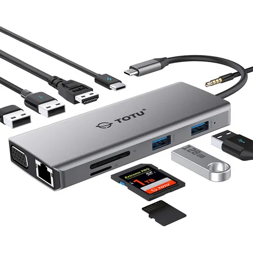 Hub Usb C, Hub Tipo C, Adaptador Totu 11 En 1 Con Ethernet