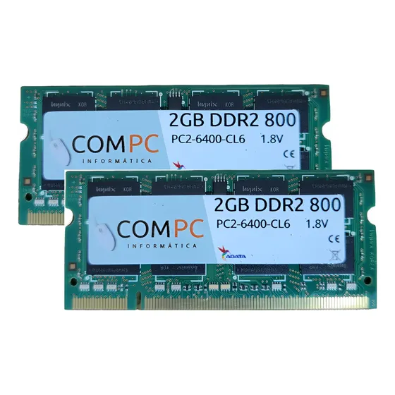 Kit 2 Memoria Notebook Ddr2 2gb (2x2gb = 4gb) Veloz 800mhz