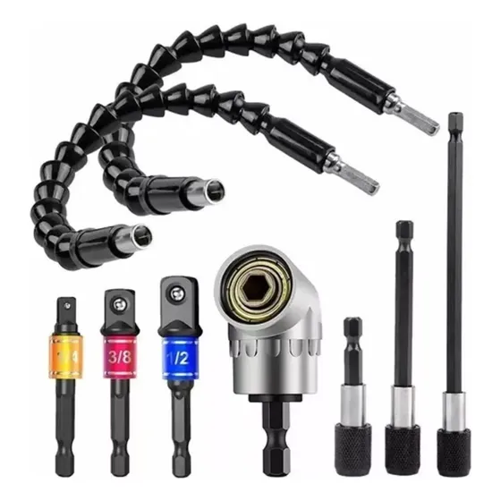 Kit 9 Juego Brocas Extensión 1/2-3/8-1/4 Dado Universal