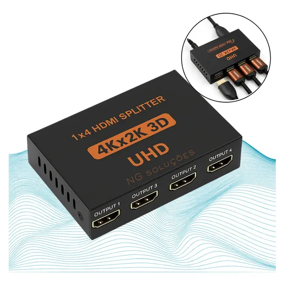 Splitter Distribuidor Divisor Hdmi 4k 1x4 3840p Repetidor De Sinal Para Telas Monitores E Projetores - Ng Soluções