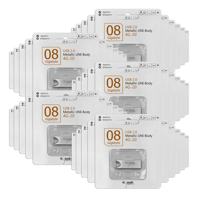 Kit 50 Memorias 4geek Usb 8gb 2.0 Metálica Blister