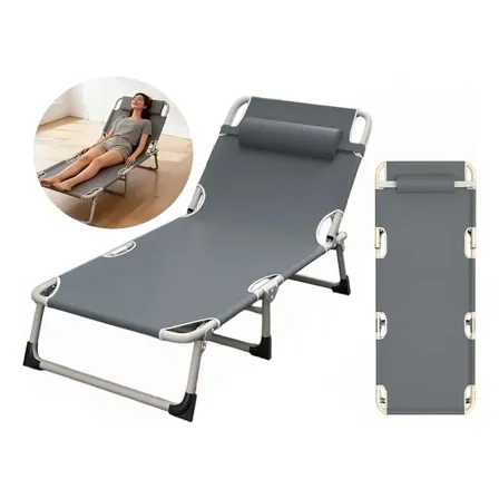 Cadeira Camping Dobrável Aço Praia Espreguiçãdeira Portátil