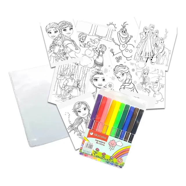 Imagenes Para Colorear Pack X10 + Marcadores De Colores