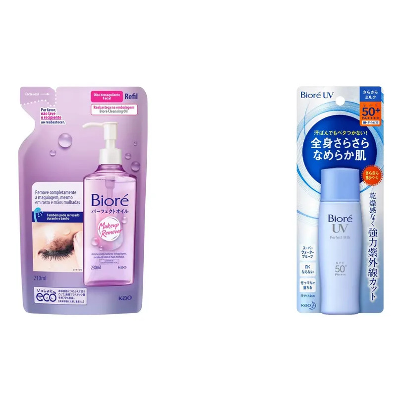 Kit Biore: Oleo de Limpeza Facial Refil 210ml e Protetor Solar SPF 50