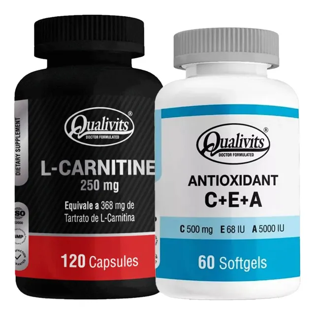 Antioxidante Vitamina C, E, A + L Carnitina 120 Qualivits