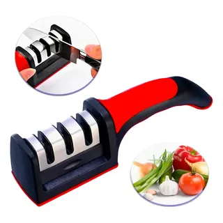 Afiador Amolador De Facas Elaf 3 Em 1 Sistema Roda Plástico Profissional