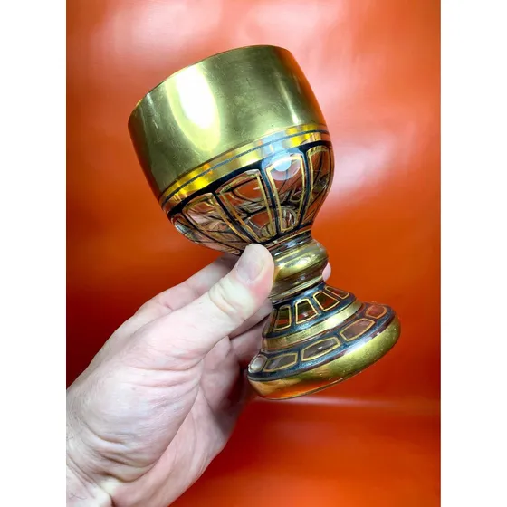Exquisito Cáliz De Cristal | Pintado Al Oro | Moser | Praga