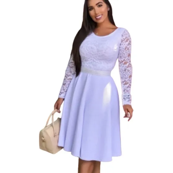  Vestido Elegante Encaje Manga Larga