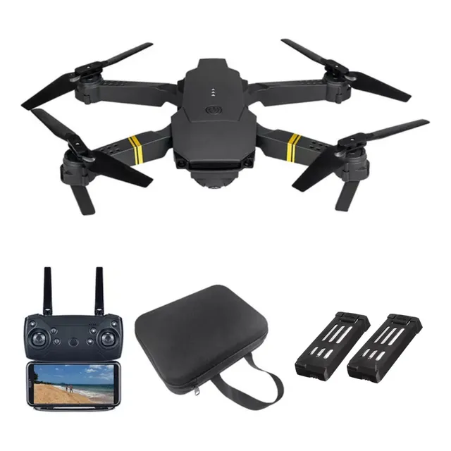Mini Drone Con Cámara Hd Wifi 2.4ghz 2 Baterías + 7funciones Color Negro