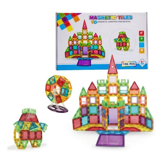 Bloques De Construcción Magnéticos Magnetic Tiles 106 Piezas
