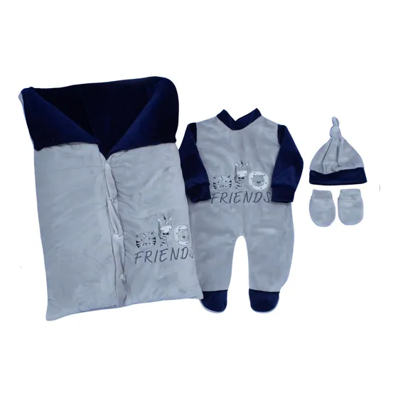 Saída Maternidade Inverno Menino Plush Masculina 4 Peças