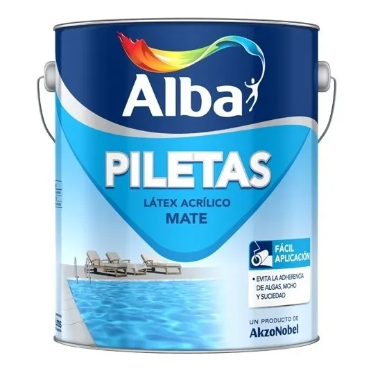 Pintura Piletas Latex Alba Mate Acrilico Antialgas 4lt