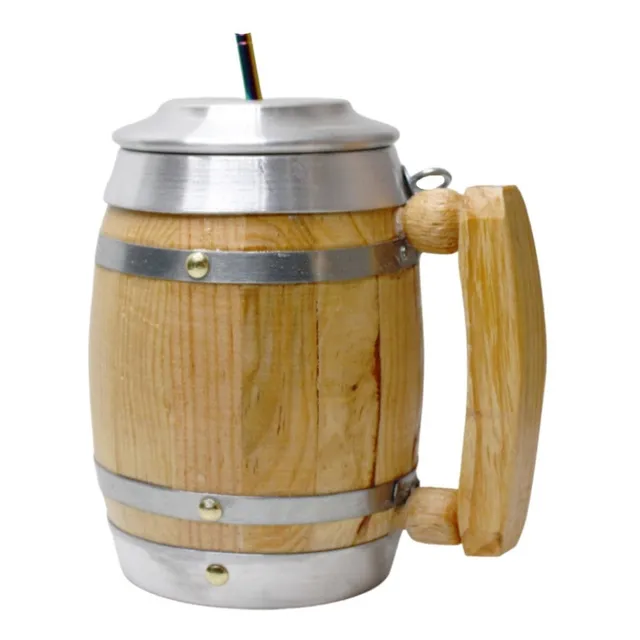 Tarro Cervecero Tapa Vaso Aluminio Barril Vikingo 1 Litro Color Grande 1 L